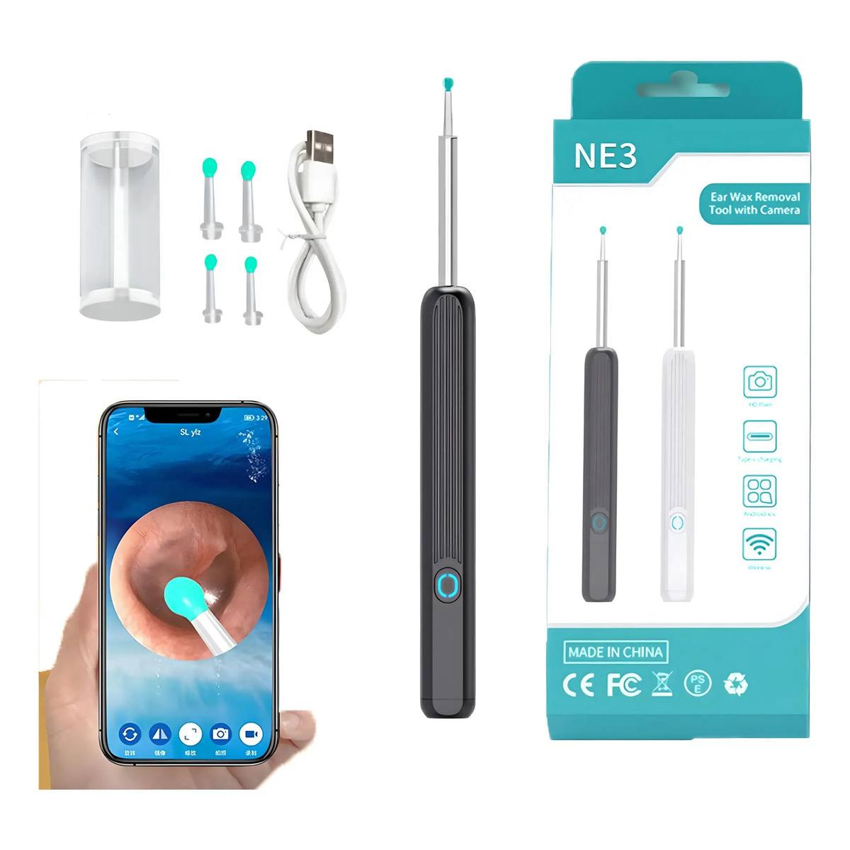 Otoscopio Digital Inalámbrico NE3 para Limpieza Visual de Oídos