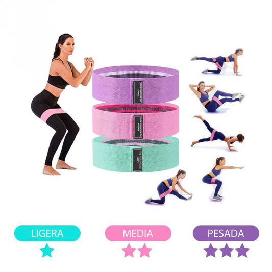 Set de Bandas Elásticas de Resistencia de Tela para Glúteos y Piernas
