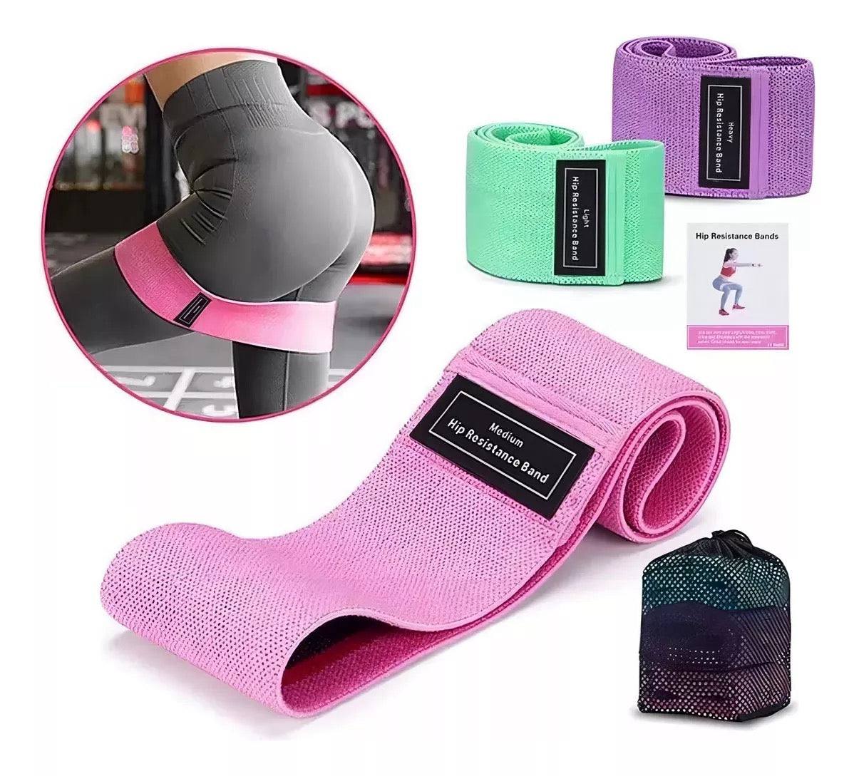Set de Bandas Elásticas de Resistencia de Tela para Glúteos y Piernas