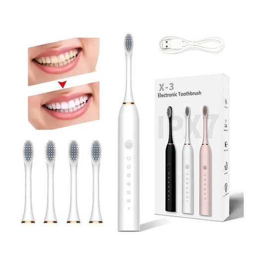 Cepillo de Dientes Eléctrico Recargable X-3 con Cabezales Intercambiables