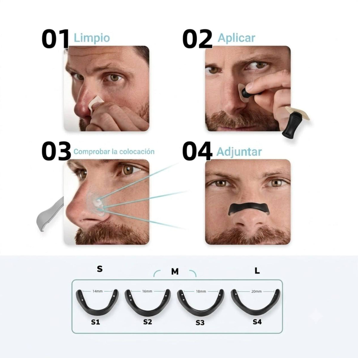 Kit de Inicio Dilatador Nasal Antirronquidos y Deportivo con Bandas Adhesivas
