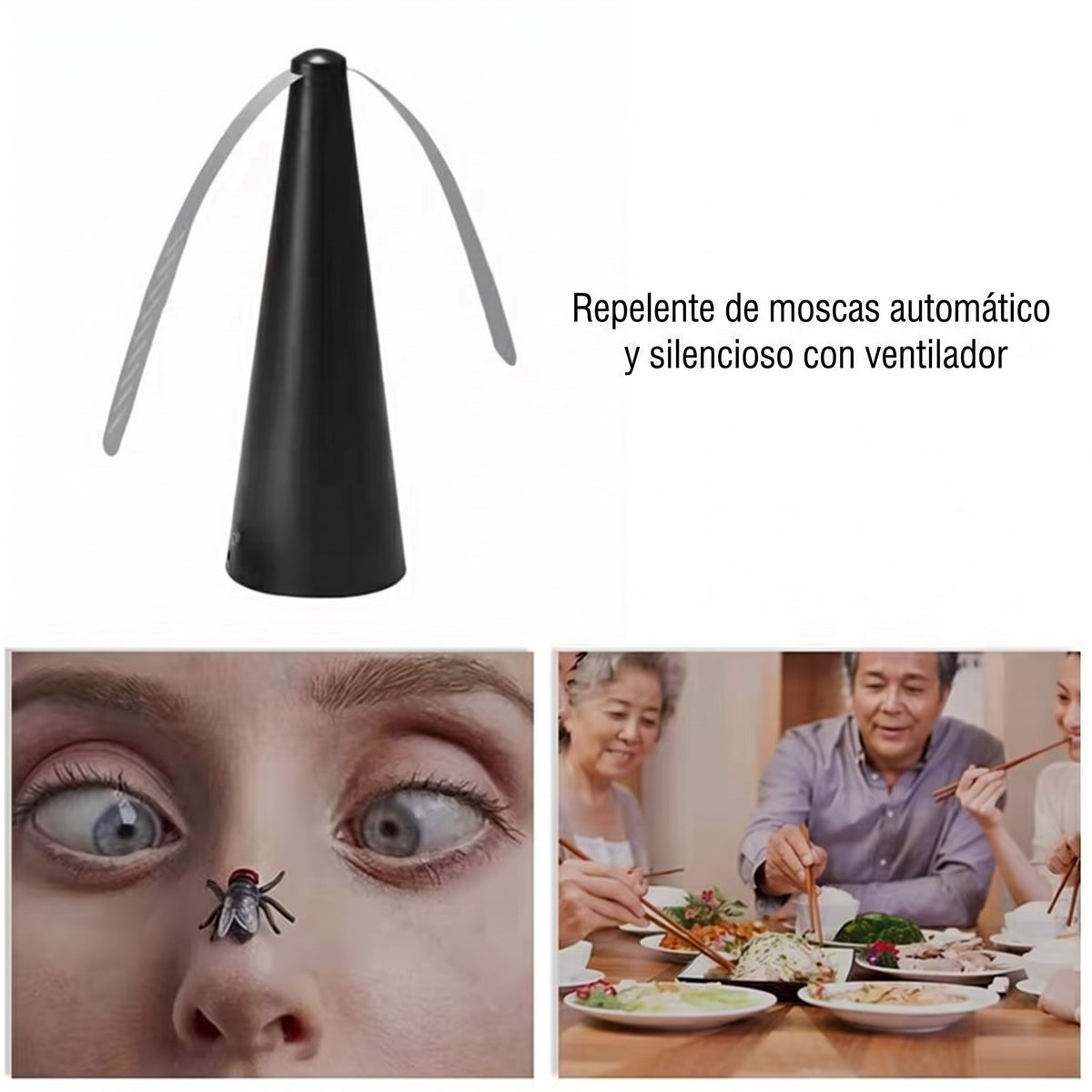 Ahuyenta Moscas Giratorio 360°, Adiós Moscas para Siempre!