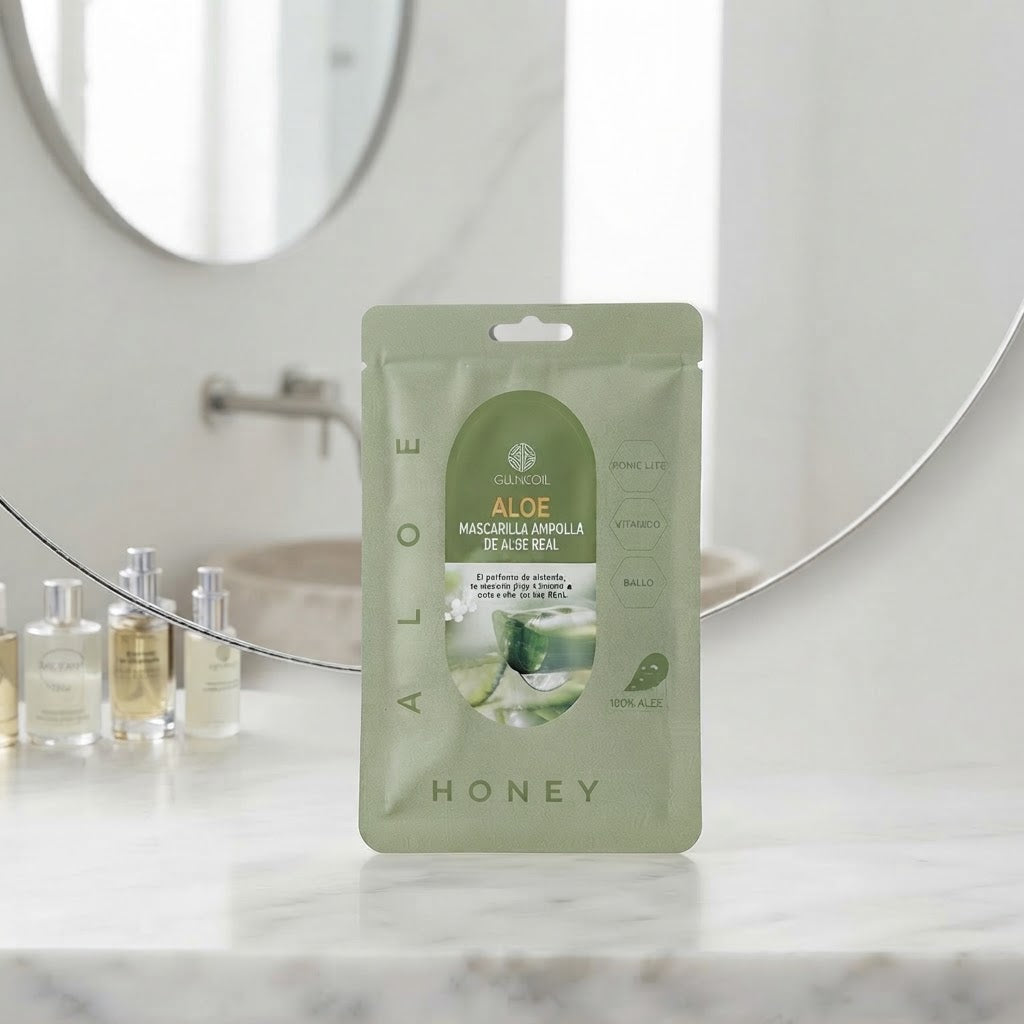 Mascarilla Facial "Aloe Honey" – Mascarilla Ampolla de Aloe Real (Hidratación y Brillo)