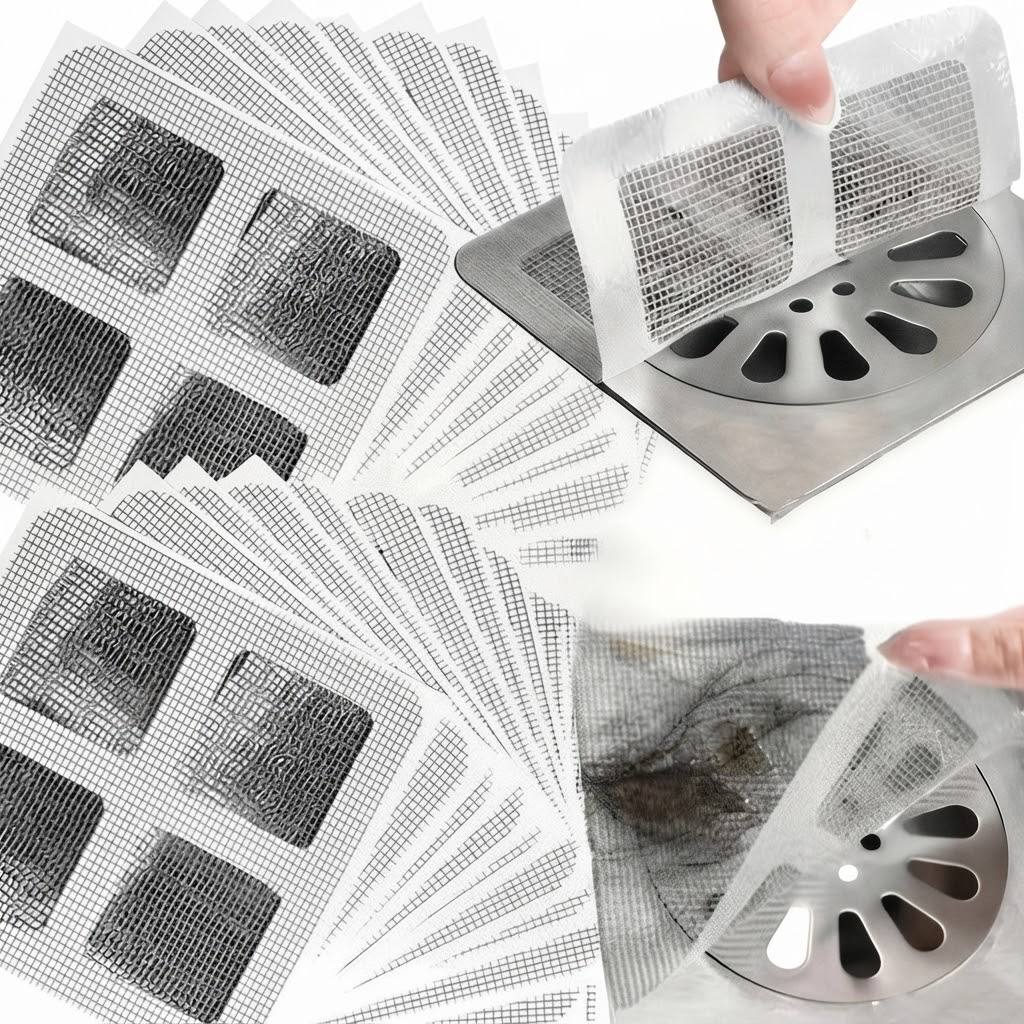 Mallas Adhesivas Desechables Filtro Atrapa Cabellos para Desagüe