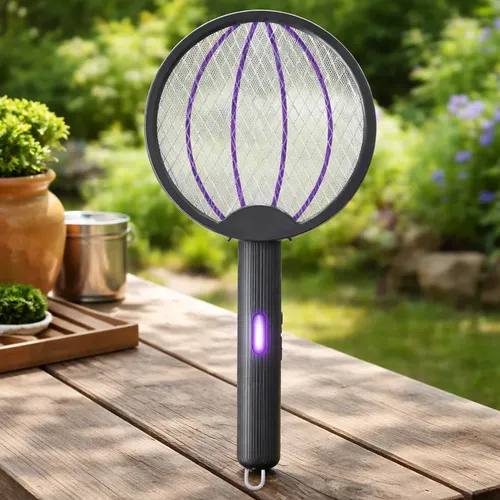 Raqueta Mata Mosquitos Eléctrica Recargable con Luz UV