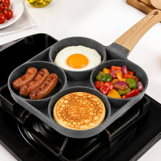 Sartén Multifunción 4 Puestos Antiadherente Desayunos