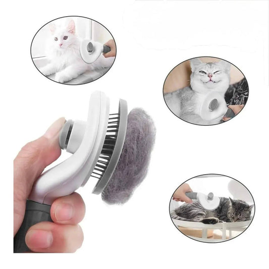 Cepillo Autolimpiante Retráctil para Perros y Gatos con Remoción Fácil de Pelo