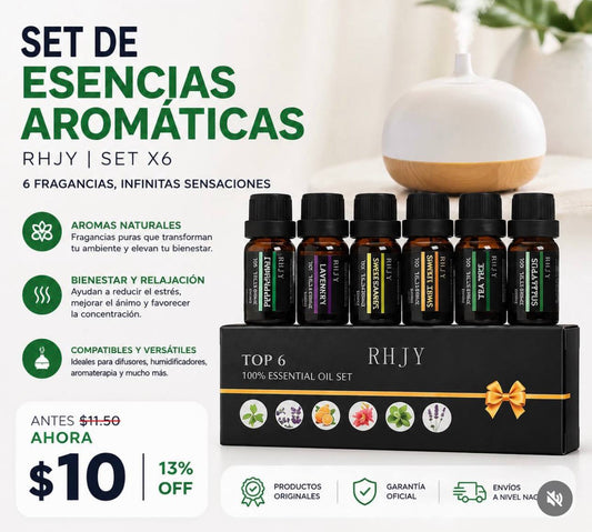 Set de Esencias Aromáticas Aritméticas RHJY x6 - Aromaterapia y Relax