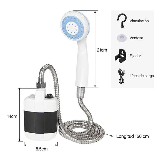 Ducha Portátil Recargable USB con Bomba Sumergible para Camping