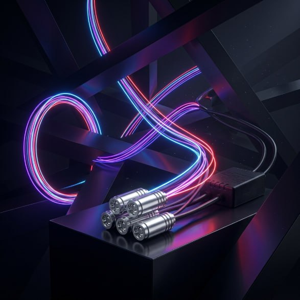 Tira de Luces LED RGB de Fibra Óptica para Automóvil (12V)