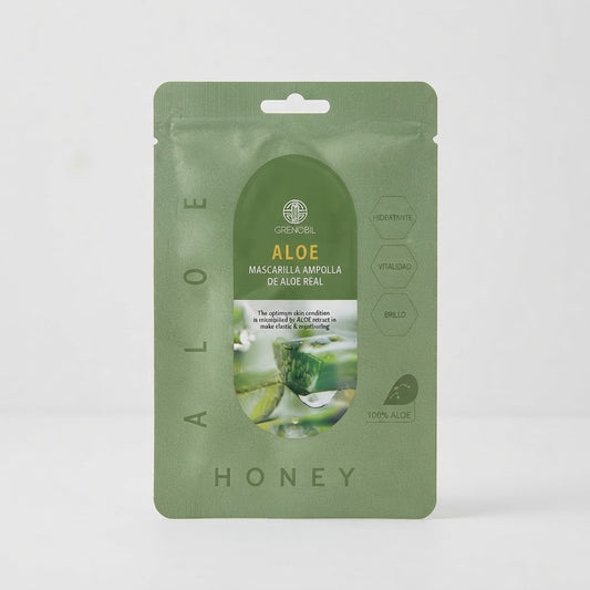 Mascarilla Facial "Aloe Honey" – Mascarilla Ampolla de Aloe Real (Hidratación y Brillo)