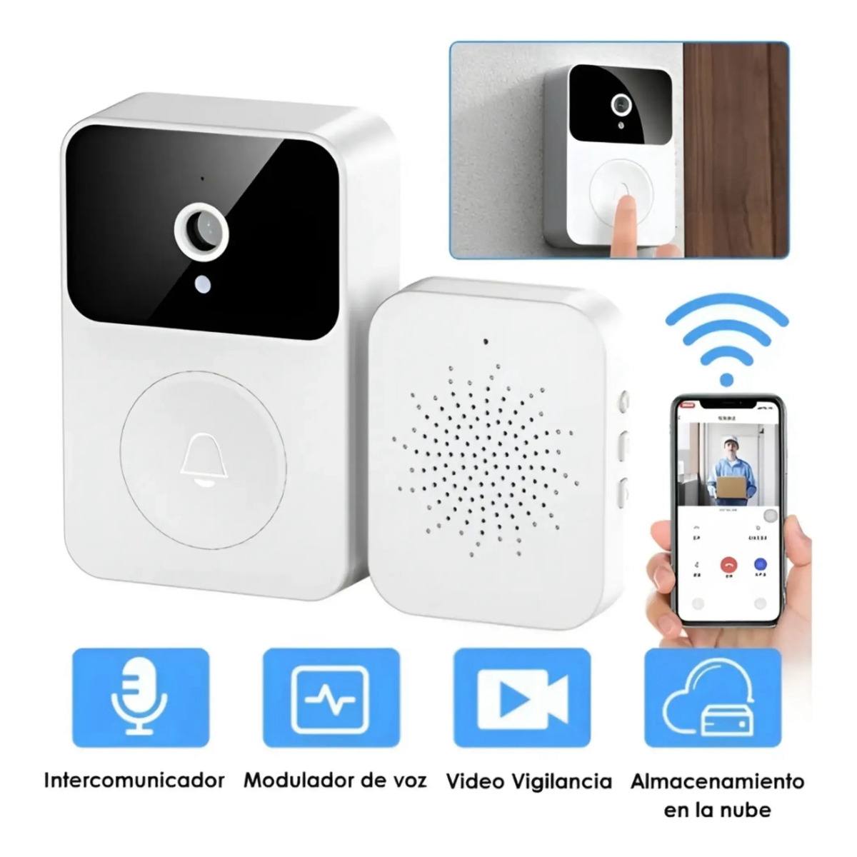 Timbre Inteligente Inalámbrico con Cámara HD, WiFi y Visión Nocturna