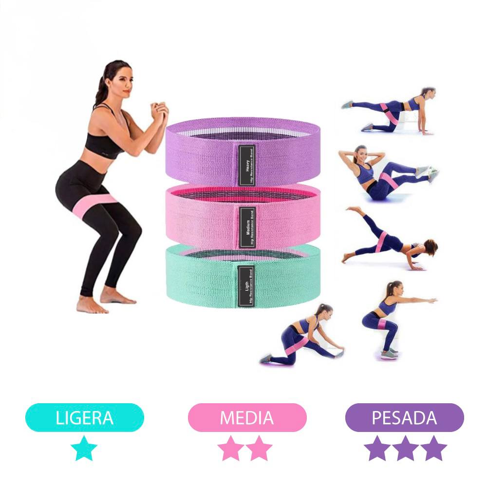 Set de Bandas Elásticas de Resistencia de Tela para Glúteos y Piernas