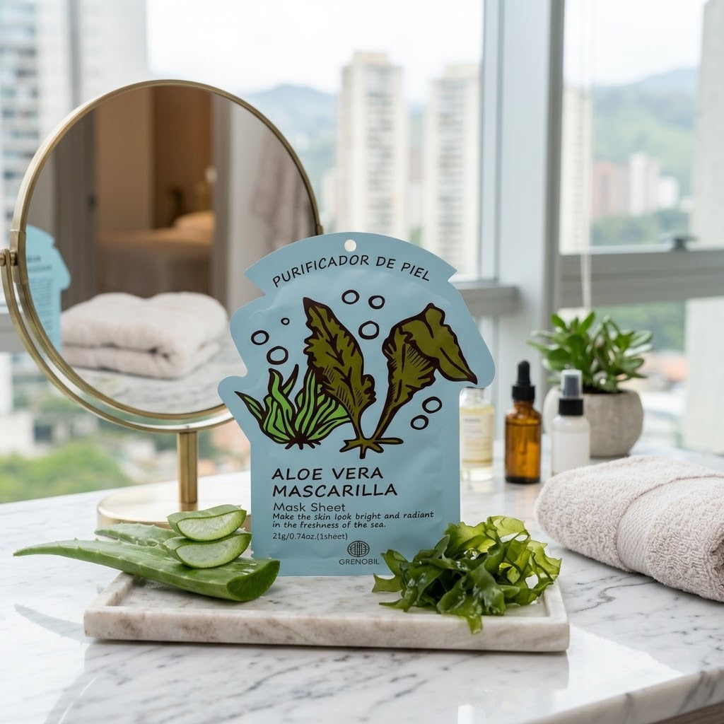 Mascarilla Facial Purificadora de Aloe Vera y Algas de Grenobil.