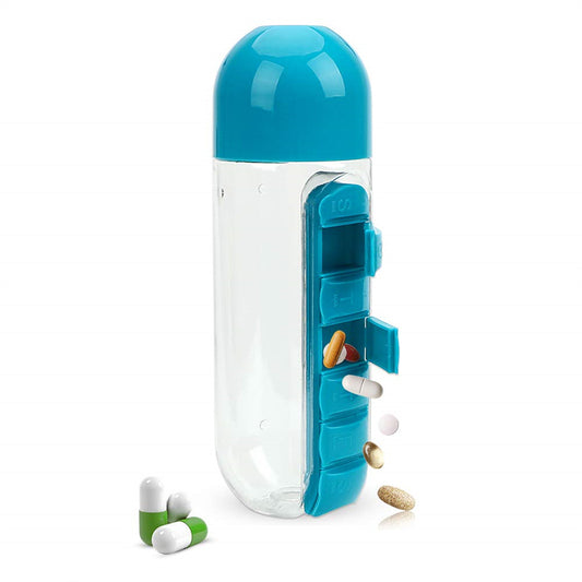Botella de Agua 2 en 1 con Pastillero Integrado