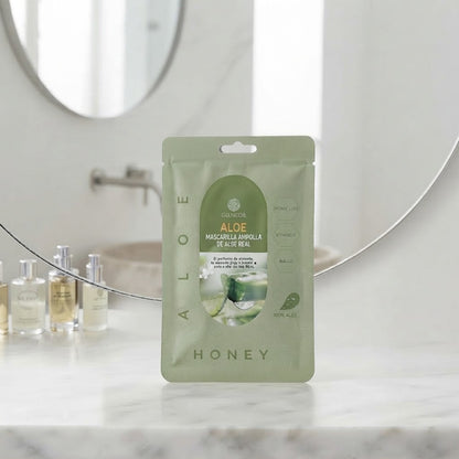 Mascarilla Facial "Aloe Honey" – Mascarilla Ampolla de Aloe Real (Hidratación y Brillo)