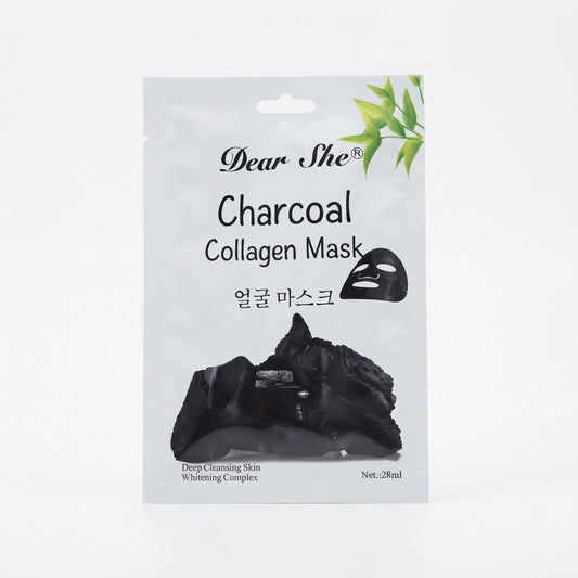 Mascarilla Facial "Dear She" de Carbón Activado y Colágeno – Limpieza Profunda y Efecto Blanqueador