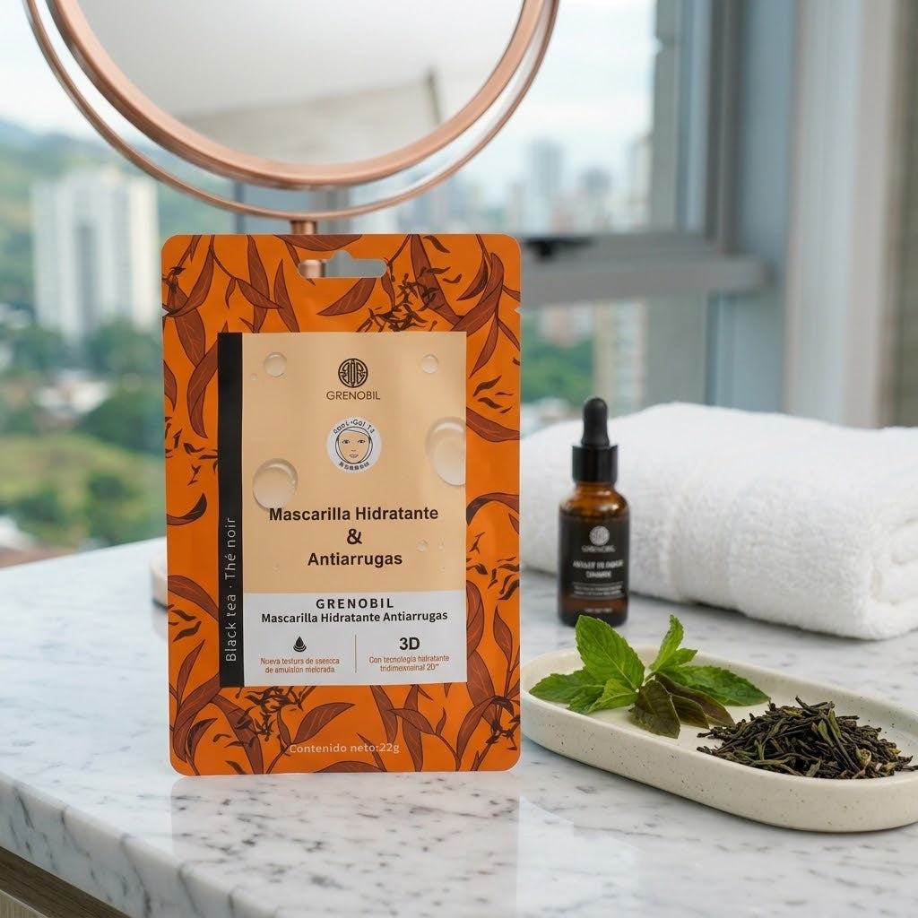 Mascarilla Hidratante y Antiarrungas de Té Negro de Grenobil
