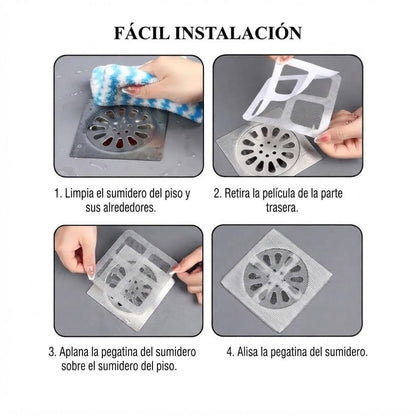 Mallas Adhesivas Desechables Filtro Atrapa Cabellos para Desagüe