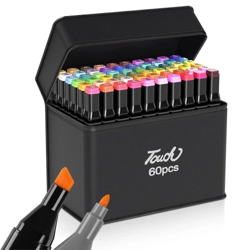 Set de Marcadores Touch Doble Punta de 24 Unidades con Estuche