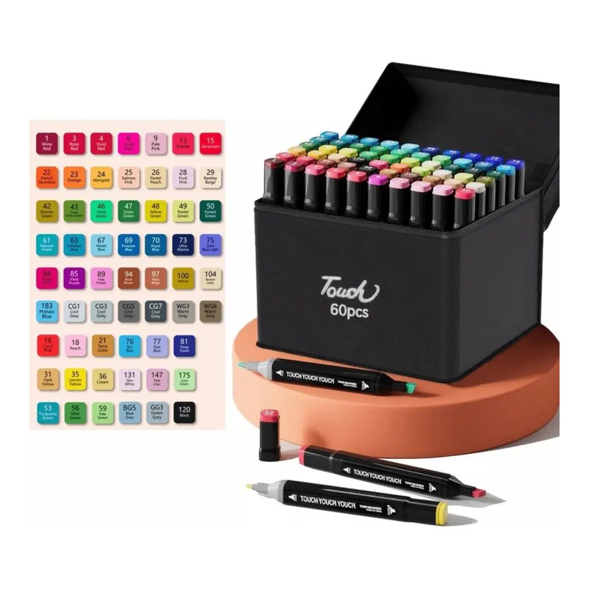 Set de Marcadores Touch Doble Punta de 24 Unidades con Estuche