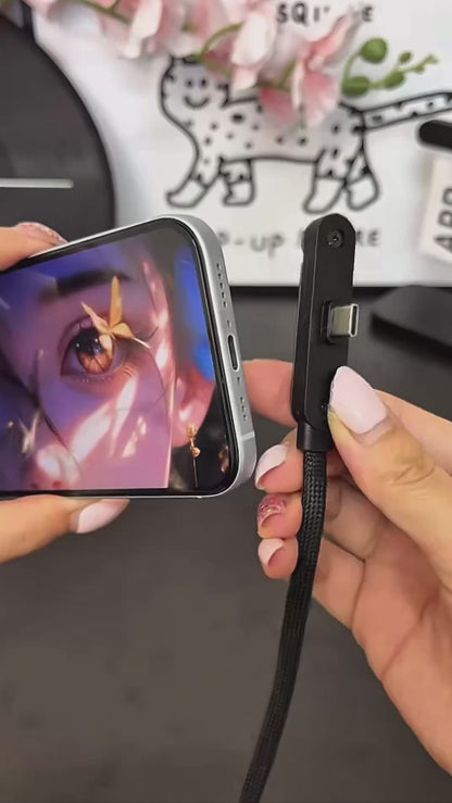Cable Tipo C a Tipo C de 240W de Carga Rápida con Soporte para Celular