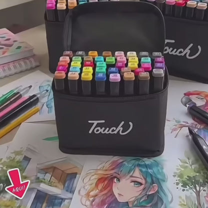 Set de Marcadores Touch Doble Punta de 24 Unidades con Estuche